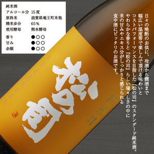 松の司 純米酒 1800ml 日本酒 金賞 受賞酒造 (酒 清酒 地酒 純米酒 松の司 瓶 ギフト お歳暮 プレゼント 松瀬酒造 滋賀 竜王 送料無料  