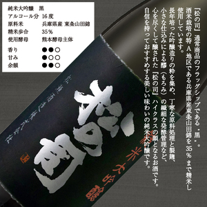 松の司 「 黒 」「 陶酔 」「 AZOLLA50 」 720ml 純米大吟醸 3本 セット 