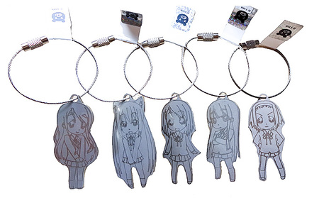 アニメ「けいおん！」キーホルダー5種類と旧豊郷小ポストカード