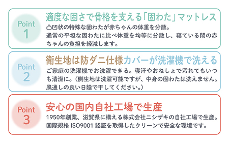 防ダニ生地 固わた ベビー敷布団 70×120cm