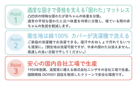 綿100%生地 固わた ベビー敷布団 70×120cm