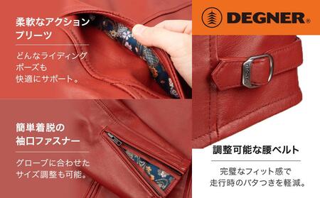【デグナー】クラシック×花山コラボジャケット21SJ-14K レッド 鉄流水雪輪 〈XLサイズ〉|京都 バイクギア 人気ブランド レザーアイテム バイク