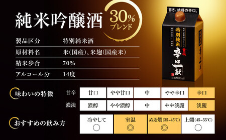 【黄桜】特別純米 辛口一献 (900mlパック×6本)| 日本酒 人気 キザクラ