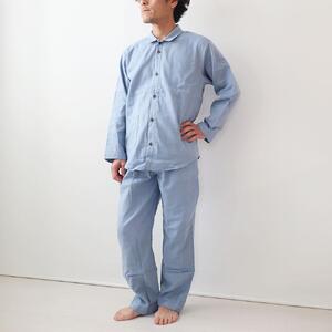 【岩本繊維】和晒京ふたえガーゼ　メンズパジャマ【Sサイズ・ブルー】