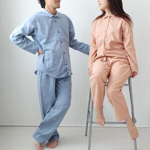 【岩本繊維】和晒京ふたえガーゼ　メンズパジャマ【Mサイズ・ブルー】