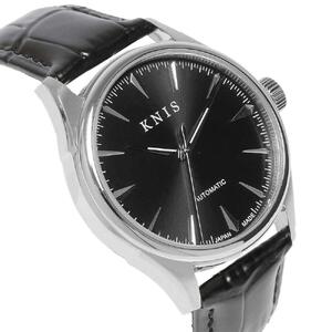 【KNIS KYOTO】  KNIS ニス サンレイダイアル 日本製 自動巻き 腕時計 革ベルト レザー ブラック