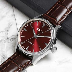 【KNIS KYOTO】サンレイダイアル 日本製 自動巻き 腕時計 革ベルト レザーレッド｜京都発 腕時計 ブランド おしゃれ 人気