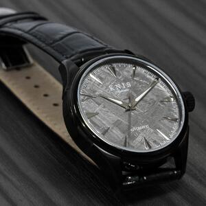 【KNIS KYOTO】メテオライト 日本製 自動巻き 腕時計 革ベルト レザー ブラック｜京都発 腕時計 ブランド おしゃれ 人気