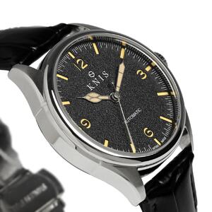 【KNIS KYOTO】レトロモダン 日本製 自動巻き 腕時計 革ベルト レザー ブラック｜京都発 腕時計 ブランド おしゃれ 人気