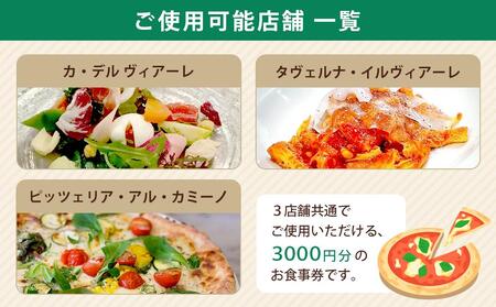 【イル ヴィアーレ】il Viale 3店舗共通お食事券★3,000円分★