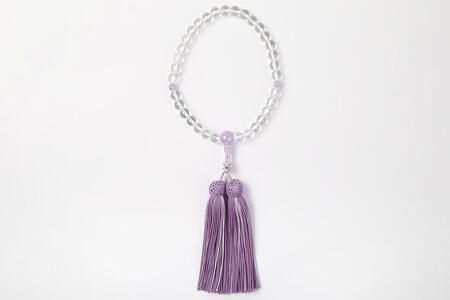 【意匠京念珠板倉】京念珠 数珠 女性用 水晶 藤雲石入 念珠袋セット・桐箱&証明書付（京都府伝統産業優秀技術継承）