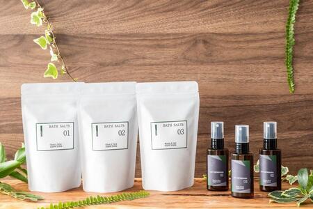 【マナプラス】爽やかな自然の香り！ アロマミスト＆バスソルトセット ／各3種セット