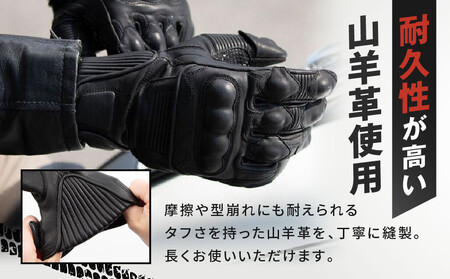 【デグナー】プロテクター付きレザーグローブ ブラック 【サイズM】｜京都 バイクギア 人気ブランド バイク