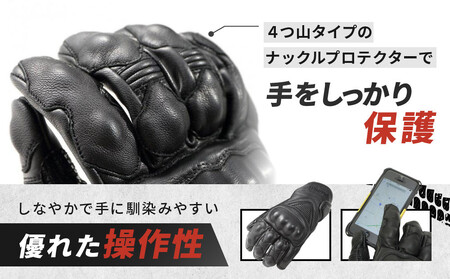 【デグナー】スマホ対応ツーリンググローブ ブラック[TG-36]【サイズXL】｜京都 バイクギア 人気ブランド レザーアイテム ﾊﾞｲｸ