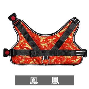【 京都西陣金襴織 】中型犬用ハーネス 華（鳳凰 赤）《柴犬柄コースター付き！》【柴犬コウタのハッピィショップ】［ 犬用ハーネス 背中に乗せてカチッと留めるだけ 胴輪 抜けにくい お正月 お祝い 人気 おすすめ ギフト プレゼント お取り寄せ 通販 送料無料 ふるさと納税 ］