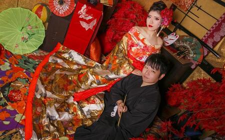 【花魁体験studioあられ】カップルやご夫婦の記念日に！ 京都でできる花魁カップルプラン