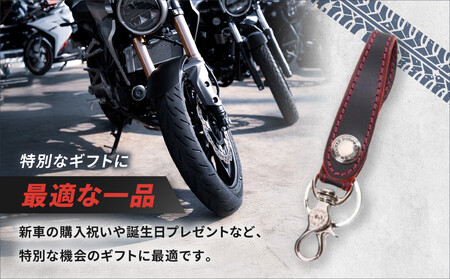 【デグナー】レザーキーホルダー [K-51F]【カラー：ブラック-レッド】｜京都 バイクギア 人気ブランド バイク