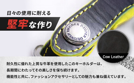 【デグナー】レザーキーホルダー [K-51F]【カラー：ブラック-イエロー】｜京都 バイクギア 人気ブランド バイク