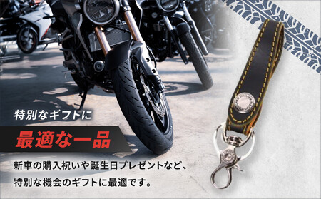 【デグナー】レザーキーホルダー [K-51F]【カラー：ブラック-オレンジ】｜京都 バイクギア 人気ブランド バイク