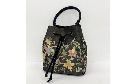 【京都丸紅】V&A京友禅巾着バッグ（ブラック）