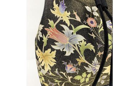 【京都丸紅】V&A京友禅巾着バッグ（ブラック）