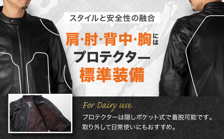 【デグナー】レザージャケットネイビー〈Lサイズ〉22SJ-3｜京都 バイクギア 人気ブランド バイク