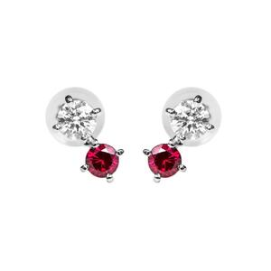 【高島屋選定品】＜京セラ＞クレサンベール＜ルビー／ダイヤモンド ＞PT900 ピアス カジュアル 7月誕生石 ［ 京都 宝石 ジュエリー 人気 おすすめ 高級  特別 おしゃれ ファッション ブランド ダイヤ  ルビー ］