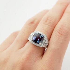 【高島屋選定品】＜京セラ＞クレサンベール＜アレキサンドライト／ダイヤモンド／プラチナ＞PT900 リング クッションカット 6月誕生石 ［ 京都 宝石 ジュエリー 人気 おすすめ 高級  特別 おしゃれ ファッション ブランド ダイヤ アレキサンドライト ］