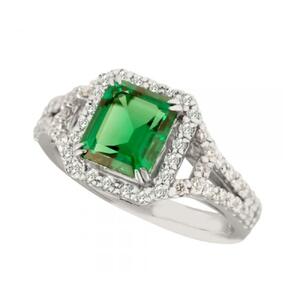 【高島屋選定品】＜京セラ＞クレサンベール＜エメラルド／ダイヤモンド／プラチナ＞PT900 リング エメラルドカット 5月誕生石 
