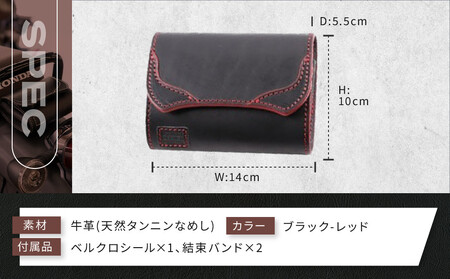 【デグナー】全別体式レザー ETCケース [SB-34A] ブラックーレッド｜京都 バイクギア 人気ブランド バイク