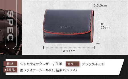 【デグナー】シンセティック レザー ETCケース [DSB-12] ブラックーレッド｜京都 バイクギア 人気ブランド バイク