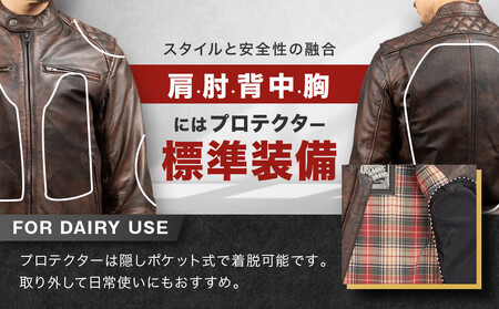 【デグナー】クラシックジャケット ブラウン [18SJ-6F]  ＜Lサイズ＞｜京都 バイクギア 人気ブランド レザーアイテム ﾊﾞｲｸ