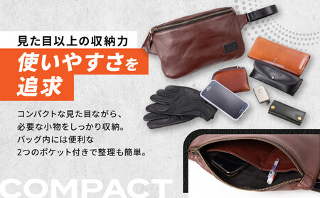 【デグナー】レザーワンショルダーバッグ  ＜ブラウン＞｜京都 バイクギア 人気ブランド バイク