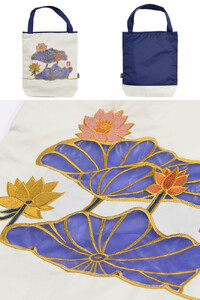 【シノワズリーモダン京都】Ki-yan キーヤンカットワーク刺繍 防水・撥水トートバッグ 蓮花・ホワイト［ 京都 日傘 ブランド 防水 撥水 トート 濡れた傘を入れてもOK カットワーク刺繍 おしゃれ 人気 おすすめ レディス 女性用 ギフト プレゼント お取り寄せ 通販 送料無料 ふるさと納税 ］