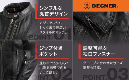 【デグナー】レディースレザージャケット[FR20SJ-9] ブラック Sサイズ｜京都 バイクギア 人気ブランド バイク