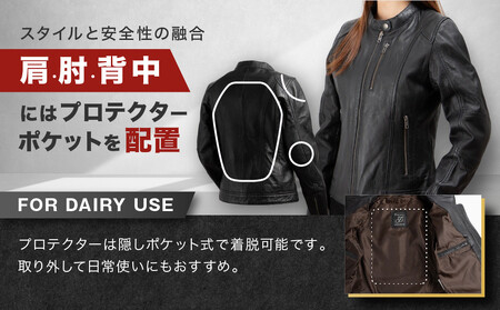 【デグナー】レディースレザージャケット[FR20SJ-9] ブラック Lサイズ｜京都 バイクギア 人気ブランド バイク