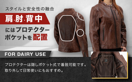 【デグナー】レディースレザージャケット[FR20SJ-9] ブラウン Sサイズ｜京都 バイクギア 人気ブランド バイク