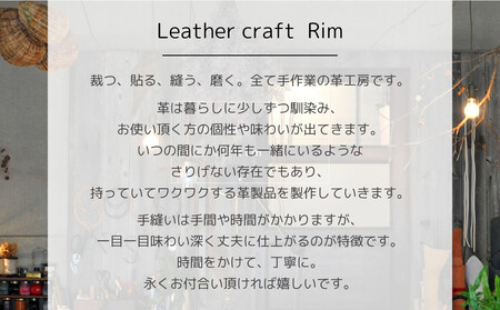 【革工房Rim】3ポケット ミニ財布 〈黒×青糸〉| 革財布 全6色展開 コンパクト