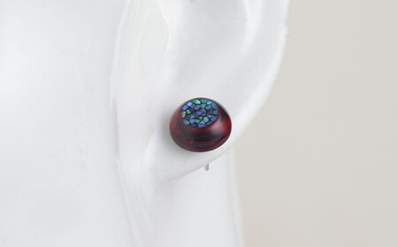 【嵯峩螺鈿野村】ルビーレッドアンバー フラグメントピアス|京都 老舗 伝統工芸 漆器 ジュエリー