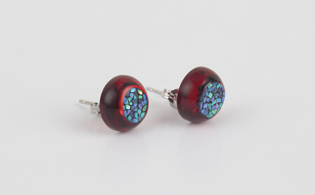 【嵯峩螺鈿野村】ルビーレッドアンバー フラグメントピアス|京都 老舗 伝統工芸 漆器 ジュエリー