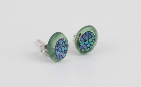 【嵯峩螺鈿野村】グリーンアンバー フラグメントピアス|京都 老舗 伝統工芸 漆器 ジュエリー