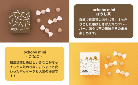 【UCHU wagashi】作り立て落雁ochobo mini 4種セット(プレーン/抹茶/ほうじ茶/きなこ)｜京都 創作和菓子 人気店 一口らくがん