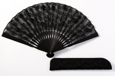 【伊と幸】《白生地の老舗が贈る》透扇子(撫子・黒色)