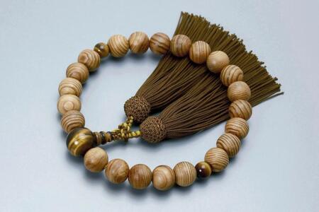 京都 土屋念珠店 男性用 数珠 屋久杉 トラメ石入 正絹房 桐箱入 -すべての宗派でご使用頂けます- ふるさと納税 京都市 数珠 屋久杉 虎目石 正絹房 意匠京念珠板倉