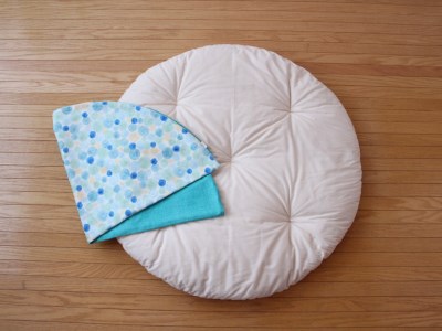 【洛中高岡屋】せんべい座ぶとん（撥水ヌード座布団＆洗えるカバーセット）（しゃぼんふゆ&藍玉）