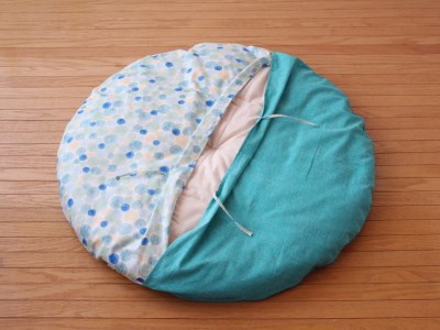 【洛中高岡屋】せんべい座ぶとん（撥水ヌード座布団＆洗えるカバーセット）（しゃぼんふゆ&藍玉）