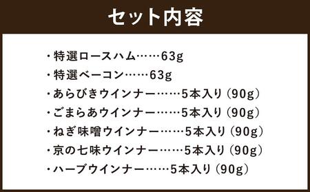 【 京都特産ぽーく 】《ギフトセット》ハム・ベーコン・ウインナー 7種 詰め合わせ｜銘柄豚専門店 自然派 ウインナー 人気セット