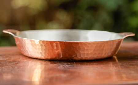 【八木庖丁店】手打ち銅製　グラタン皿（18cm）