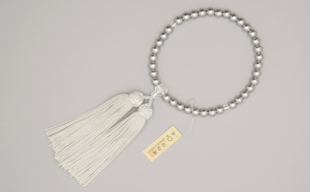 【神戸珠数店】〈京念珠〉女性用数珠 グレー貝パール 【ふくさ付き】