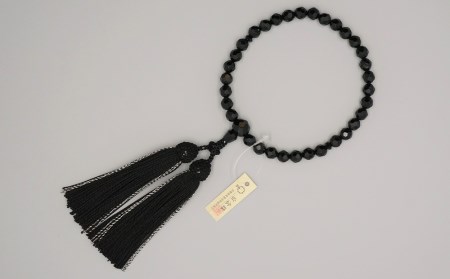 【神戸珠数店】〈京念珠〉女性用数珠 黒オニキス切子 【数珠袋付き】